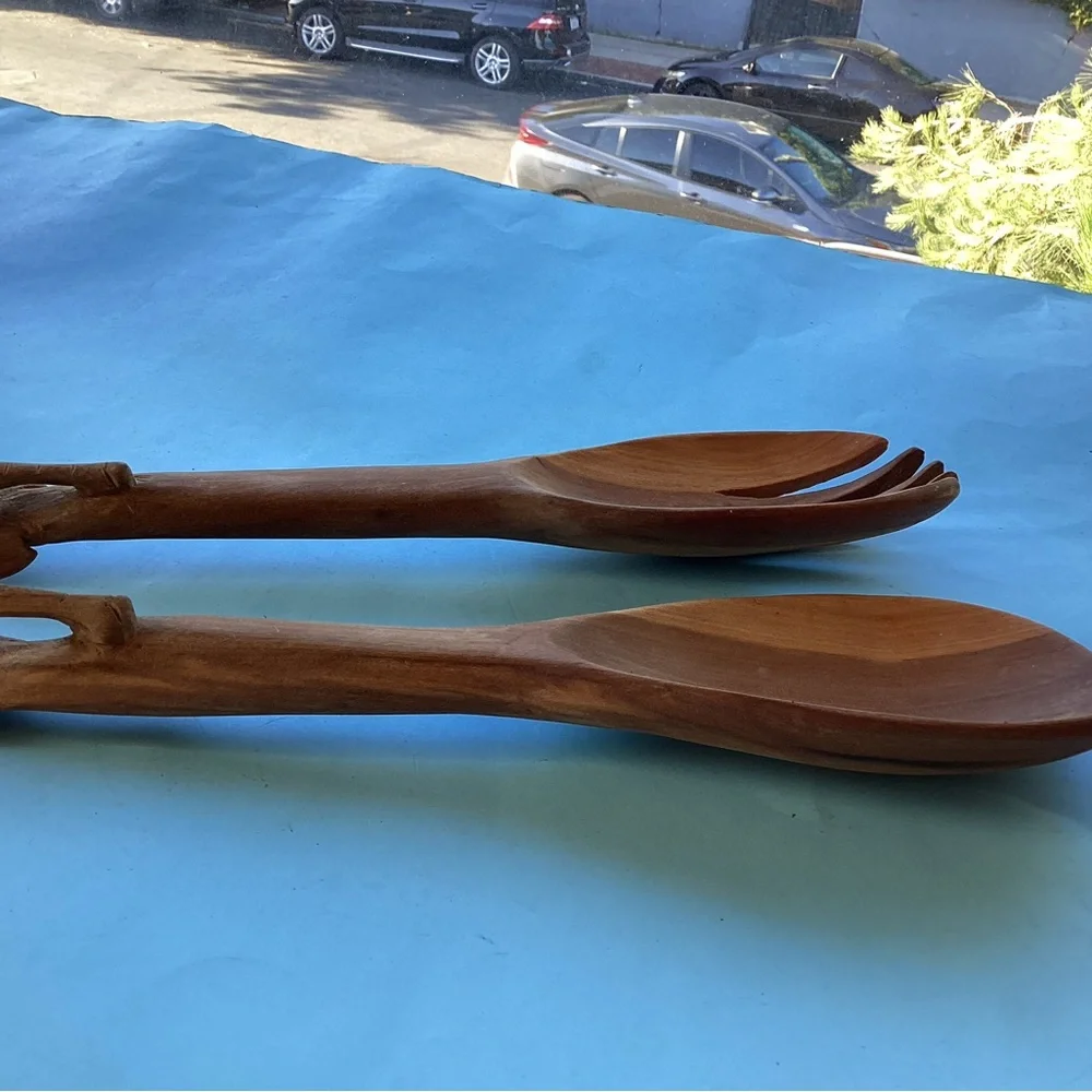 Wooden salad tongs made in Kenya